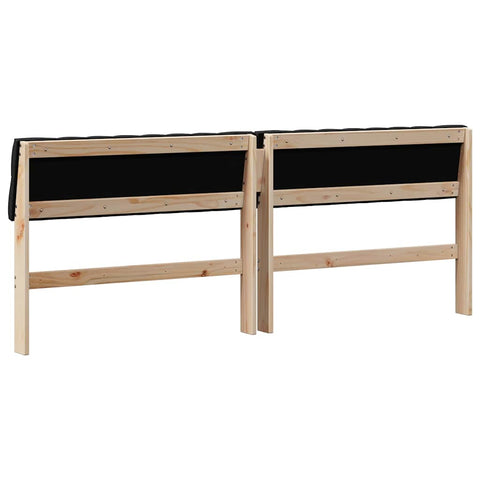 vidaXL Upholstered Headboard Black 200 cm Solid Pine Wood
