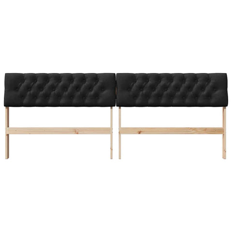 vidaXL Upholstered Headboard Black 200 cm Solid Pine Wood
