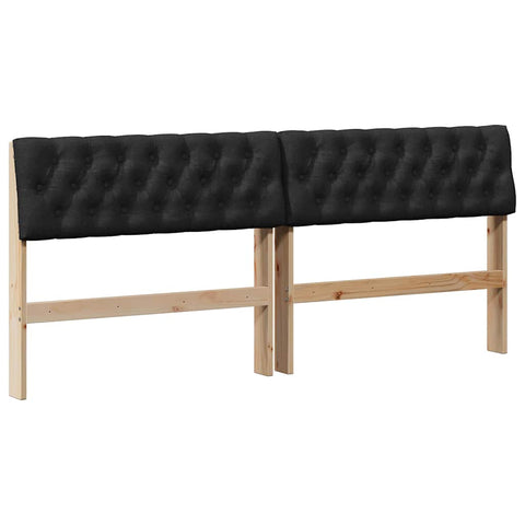 vidaXL Upholstered Headboard Black 180 cm Solid Pine Wood