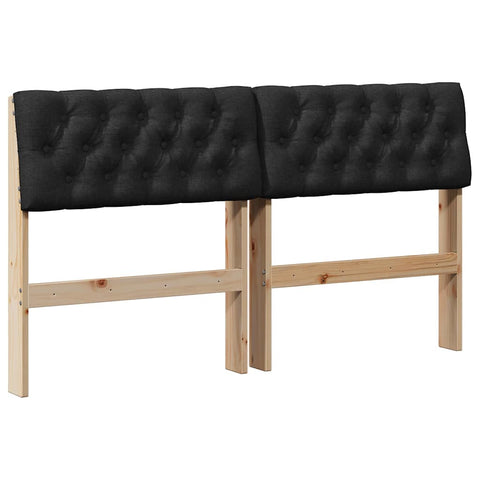vidaXL Upholstered Headboard Black 160 cm Solid Pine Wood