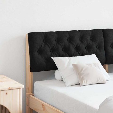 vidaXL Upholstered Headboard Black 135 cm Solid Pine Wood