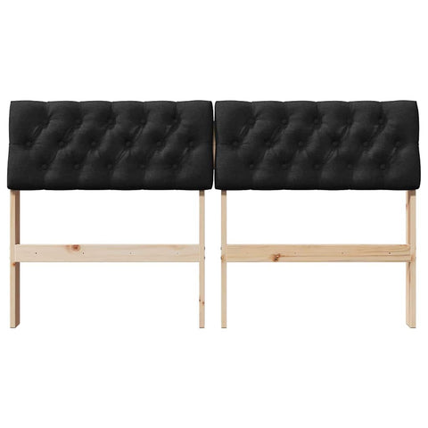 vidaXL Upholstered Headboard Black 135 cm Solid Pine Wood