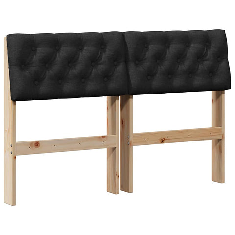 vidaXL Upholstered Headboard Black 120 cm Solid Pine Wood