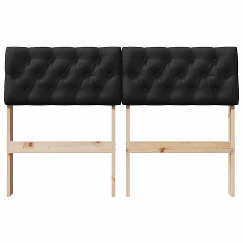 vidaXL Upholstered Headboard Black 120 cm Solid Pine Wood