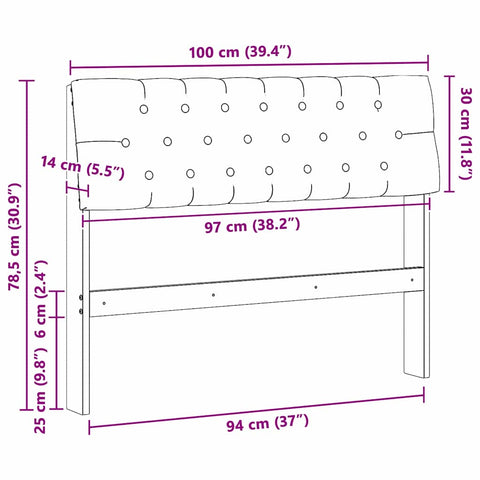 vidaXL Upholstered Headboard Black 100 cm Solid Pine Wood