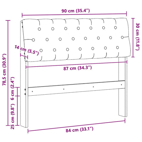vidaXL Upholstered Headboard Black 90 cm Solid Pine Wood
