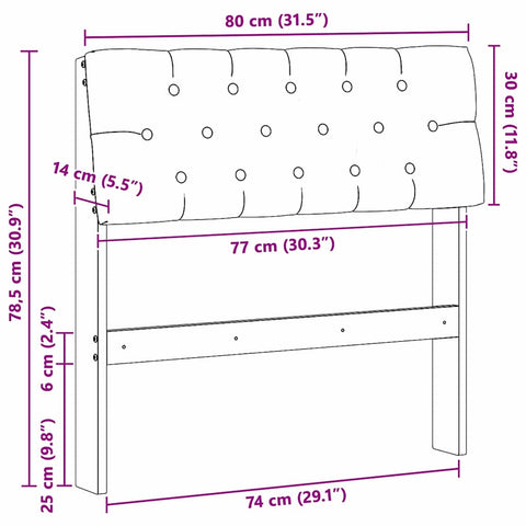 vidaXL Upholstered Headboard Light Grey 80 cm Solid Pine Wood