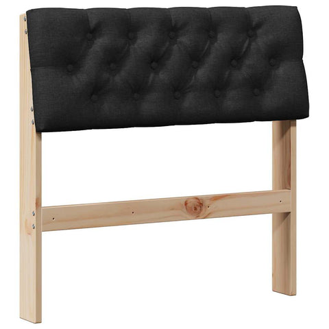 vidaXL Upholstered Headboard Black 80 cm Solid Pine Wood
