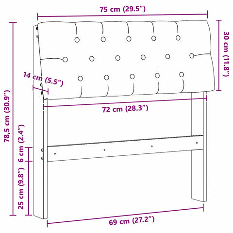 vidaXL Upholstered Headboard Dark Grey 75 cm Solid Pine Wood