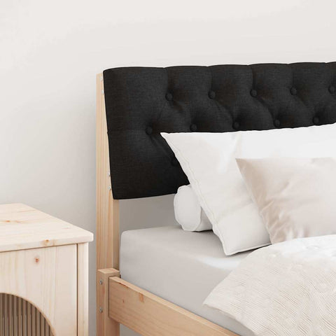 vidaXL Upholstered Headboard Black 75 cm Solid Pine Wood