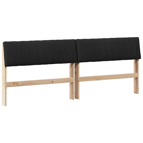 vidaXL Upholstered Headboard Black 200 cm Solid Pine Wood