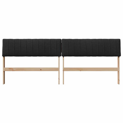 vidaXL Upholstered Headboard Black 200 cm Solid Pine Wood