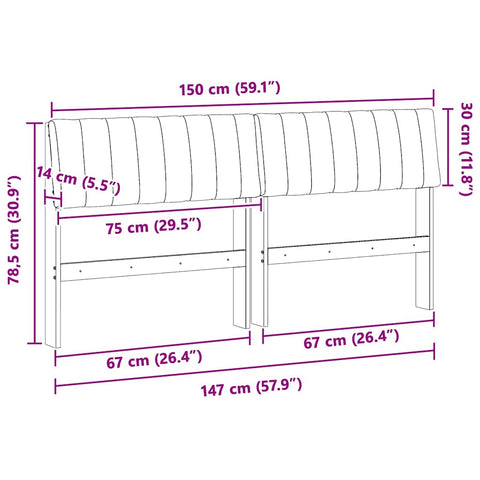 vidaXL Upholstered Headboard Taupe 150 cm Solid Pine Wood