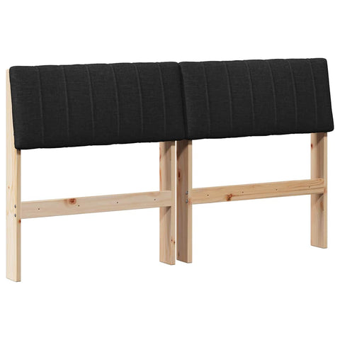 vidaXL Upholstered Headboard Black 140 cm Solid Pine Wood
