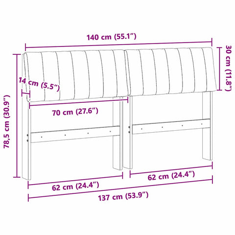 vidaXL Upholstered Headboard Taupe 140 cm Solid Pine Wood