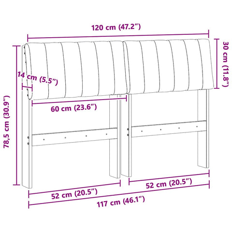 vidaXL Upholstered Headboard Dark Grey 120 cm Solid Pine Wood