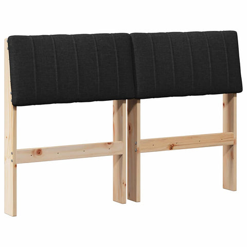 vidaXL Upholstered Headboard Black 120 cm Solid Pine Wood