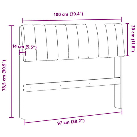 vidaXL Upholstered Headboard Light Grey 100 cm Solid Pine Wood