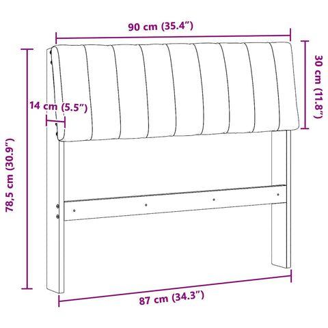 vidaXL Upholstered Headboard Dark Grey 90 cm Solid Pine Wood