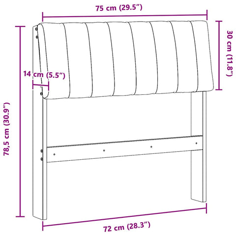 vidaXL Upholstered Headboard Dark Grey 75 cm Solid Pine Wood