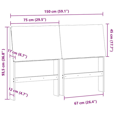 vidaXL Upholstered Headboard Taupe 150 cm Solid Pine Wood