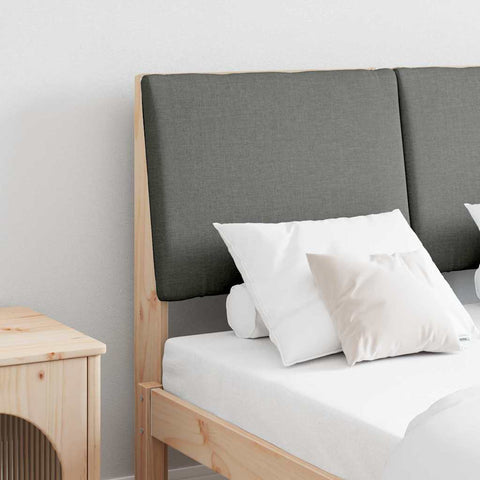 vidaXL Upholstered Headboard Dark Grey 135 cm Solid Pine Wood