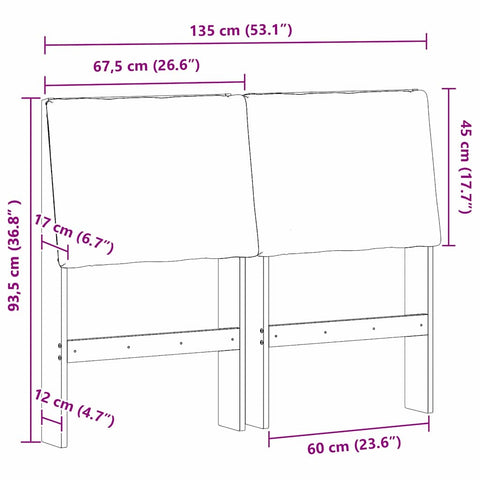 vidaXL Upholstered Headboard Taupe 135 cm Solid Pine Wood
