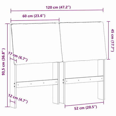 vidaXL Upholstered Headboard Dark Grey 120 cm Solid Pine Wood