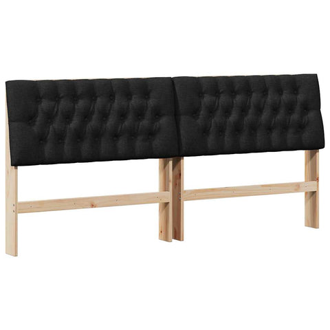 vidaXL Upholstered Headboard Black 200 cm Solid Pine Wood