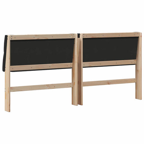vidaXL Upholstered Headboard Black 200 cm Solid Pine Wood