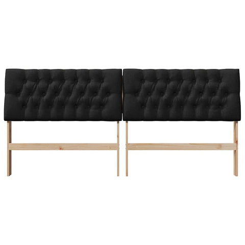 vidaXL Upholstered Headboard Black 200 cm Solid Pine Wood