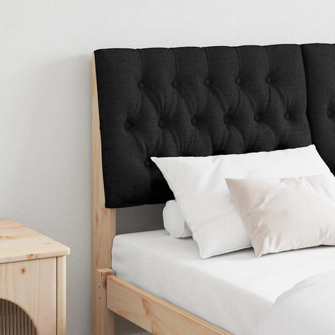 vidaXL Upholstered Headboard Black 160 cm Solid Pine Wood
