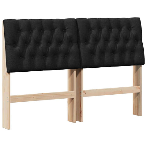 vidaXL Upholstered Headboard Black 160 cm Solid Pine Wood