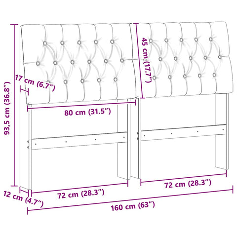 vidaXL Upholstered Headboard Black 160 cm Solid Pine Wood