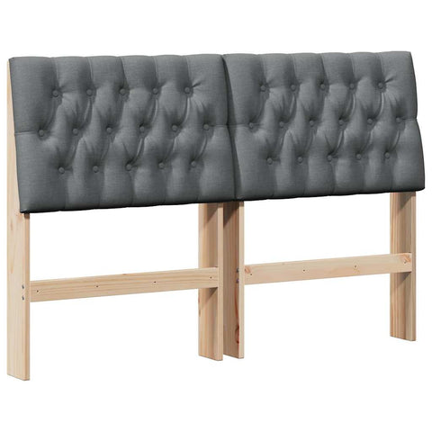 vidaXL Upholstered Headboard Dark Grey 135 cm Solid Pine Wood