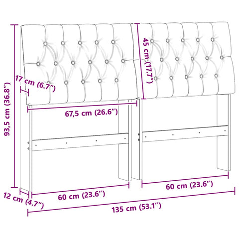 vidaXL Upholstered Headboard Dark Grey 135 cm Solid Pine Wood