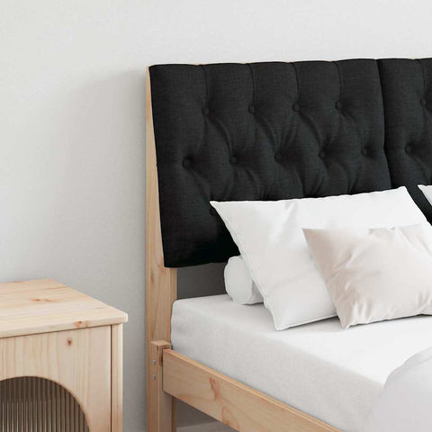 vidaXL Upholstered Headboard Black 120 cm Solid Pine Wood
