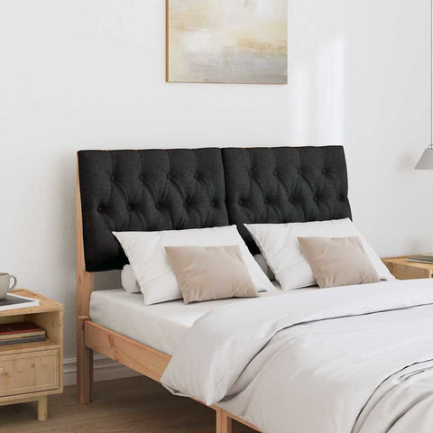 vidaXL Upholstered Headboard Black 120 cm Solid Pine Wood