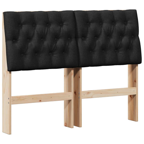 vidaXL Upholstered Headboard Black 120 cm Solid Pine Wood