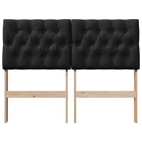 vidaXL Upholstered Headboard Black 120 cm Solid Pine Wood