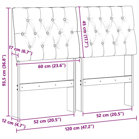 vidaXL Upholstered Headboard Black 120 cm Solid Pine Wood