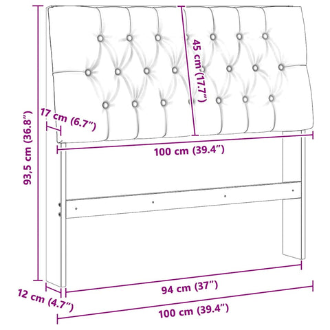 vidaXL Upholstered Headboard Black 100 cm Solid Pine Wood