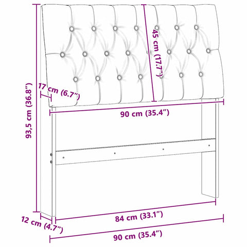 vidaXL Upholstered Headboard Dark Grey 90 cm Solid Pine Wood