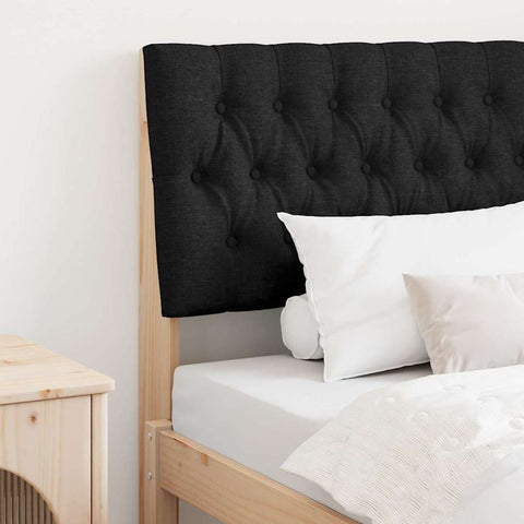 vidaXL Upholstered Headboard Black 90 cm Solid Pine Wood