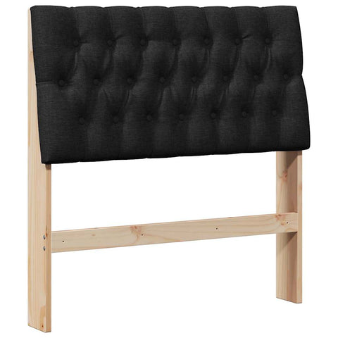 vidaXL Upholstered Headboard Black 90 cm Solid Pine Wood