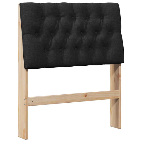 vidaXL Upholstered Headboard Black 75 cm Solid Pine Wood