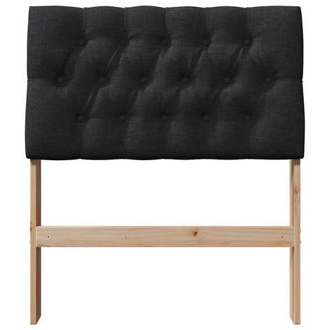 vidaXL Upholstered Headboard Black 75 cm Solid Pine Wood