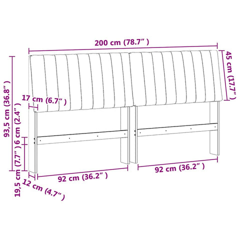 vidaXL Upholstered Headboard Dark Grey 200 cm Solid Pine Wood