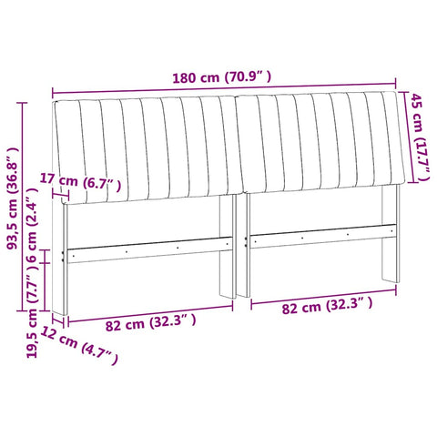 vidaXL Upholstered Headboard Dark Grey 180 cm Solid Pine Wood