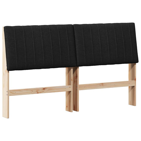 vidaXL Upholstered Headboard Black 160 cm Solid Pine Wood